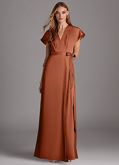 Azazie Nico Brudtärnklänningar Klänning av A-Line i Stretch Satin V-ringad Cederros image1