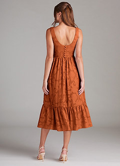 Azazie Alissa Bridesmaid Dresses Burnt Orange A-Line with Pockets Floral Burnout Dress image8