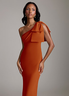 Azazie Yuanna Bridesmaid Dresses Paprika Mermaid One Shoulder Chiffon Dress image3
