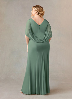 Azazie Belladonna Abiti per la Madre della Sposa Abito Sirena in Maglia con Scollo a U a Pieghe Eucalipto image9