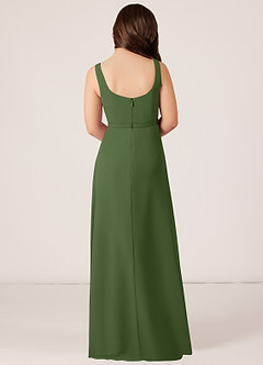 Azazie Renee Junior Olive A-Line Side Slit Chiffon Dress image2