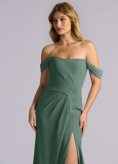 Azazie Heidi Bridesmaid Dresses Sea Moss Mermaid Corset Chiffon Dress image6