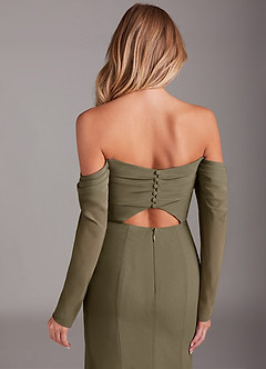 Azazie Hallie Bridesmaid Dresses Willow Green Mermaid Long Sleeve Chiffon Dress image6