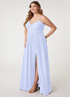 Azazie Zeya Bridesmaid Dresses Lavender A-Line V-Neck Pleated Chiffon Dress image8
