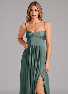 Azazie Akiko Bridesmaid Dresses Sea Moss A-Line Sweetheart Neckline Stretch Satin Dress image8