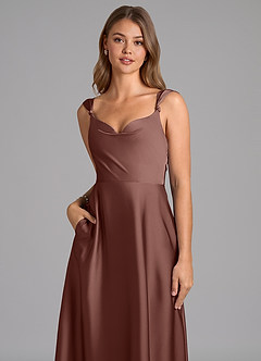 Azazie Beatrice 신부 들러리 드레스 A라인 스윗하트 네크라인 스트레치 새틴 바닥 길이 드레스 image7