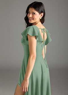 Azazie Bondi Brudtärnklänningar Klänning av A-Line i Stretch crepe Ruched Matcha image7