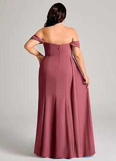 Azazie Amyra Jurken voor bruidsmeisjes Converteerbaar Jurk van Chiffon met Kolom Off the Shoulder Merlot image15