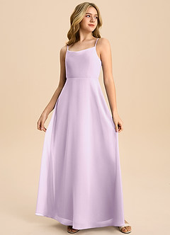 Azazie Shale Junior Frosted Lilac A-Line Bow Chiffon Dress image4