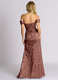 Azazie Saige Brudtärnklänningar Klä av Sjöjungfru i Jacquard Av axeln Espresso image8