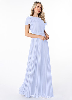 Azazie Kara Modest Bridesmaid Dresses A-Line Pleated Chiffon Floor-Length Dress image3