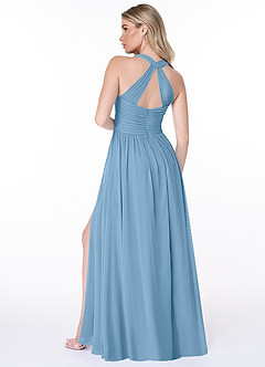 Azazie Jaclyn Bridesmaid Dresses Steel Blue A-Line Pleated Chiffon Dress image6