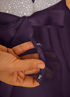 Azazie Tay Flower Girl Dresses Plum A-Line Sequins Tulle Dress image4