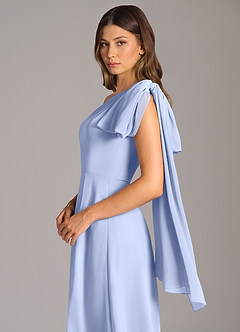 Azazie Tella Bridesmaid Dresses Ice A-Line One Shoulder Chiffon Dress image8