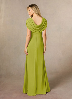 Azazie Mary vestidos de madre de la novia Vestido de Hierba De Limón de Gasa de Corte en A con Corte Lateral image3