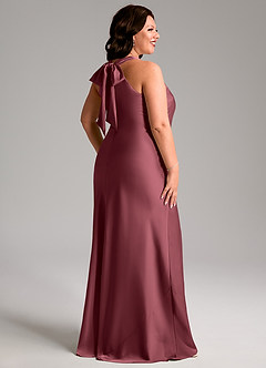 Azazie Doretta Bridesmaid Dresses Merlot Mermaid Pleated Stretch Satin Dress image7