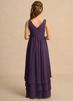 Azazie Kitten Junior Formal vestidos de niña de las flores Vestido de Ciruela de Gasa de Corte En A image2