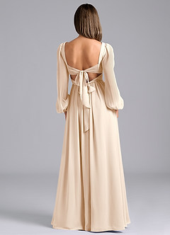 Azazie Zeya Bridesmaid Dresses White Alabaster A-Line Long Sleeve Chiffon Dress image2