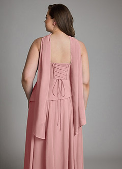 Azazie Gabriela Bridesmaid Dresses Dusty Rose A-Line Corset Chiffon Dress image22