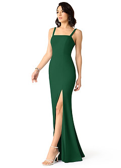 Azazie Gianetta Bridesmaid Dresses Dark Green Mermaid Side Slit Stretch Crepe Dress image3