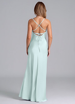 Azazie Seema Bridesmaid Dresses Sea Glass Mermaid Corset Stretch Satin Dress image7