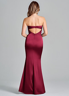 Azazie Olea 신부 들러리 드레스 인어 스트랩리스 스트레치 새틴 바닥 길이 드레스 image4