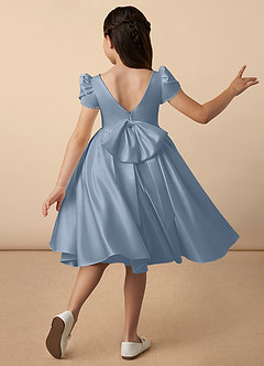 Azazie Juno Flower Girl Dresses Dusty Blue A-Line Sweetheart Neckline Matte Satin Dress image4