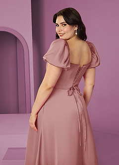 Barbie ♥ Azazie Bridesmaid Dresses Dusty Rose A-Line Ruched Stretch Satin Dress image8