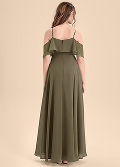Azazie Tessabelle Junior Jurk van Chiffon met A-Lijn Off the Shoulder Wilgengroen image2