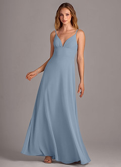 Azazie Amina Final Sale Dusty Blue A-Line Chiffon Dress image1
