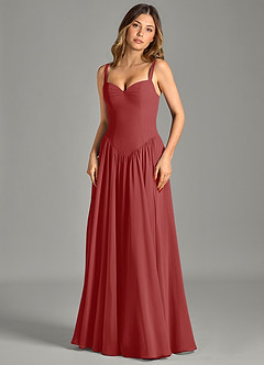 Azazie Evadina Suknie dla druhen Linia A Gorset Szyfon Do ziemi Sukienka image4