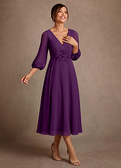 Azazie Ana Abiti per la Madre della Sposa Abito A-Line in Chiffon Pizzo Uva image2