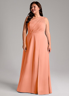 Azazie Phaedra Robes de demoiselle d'honneur Robe Trapèze en Mousseline de soie Ue épaule Coucher De Soleil image16