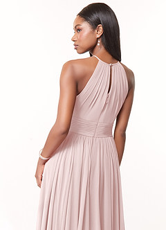 Azazie Cherish Bridesmaid Dresses Blushing Pink A-Line Pleated Chiffon Dress image5