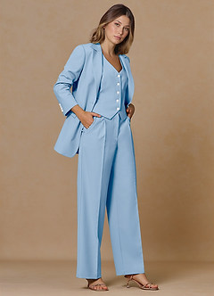 front Rowan Azul Cielo Blazer de alto rendimiento con tejido refinado