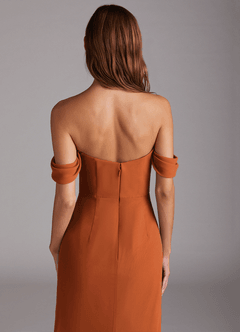 Azazie Saige Bridesmaid Dresses Cinnamon A-Line Off the Shoulder Chiffon Convertible Dress image6