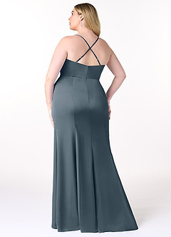 Azazie Marzia Bridesmaid Dresses Twilight Mermaid Cowl Pleated Stretch Satin Dress image14