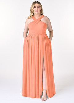 Azazie Elvira Bridesmaid Dresses Sunset A-Line Pleated Chiffon Dress image7