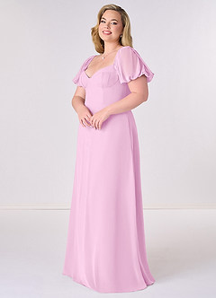 Barbie ♥ Azazie Robes de demoiselle d'honneur Robe Trapèze en Mousseline de soie Plissée Rose Bonbon image9