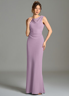Azazie Kieryn Bridesmaid Dresses Wisteria Mermaid Pleated Chiffon Dress image4