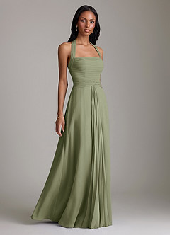 Azazie Clarisa Bridesmaid Dresses Pistachio A-Line Pleated Chiffon Dress image1