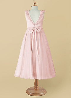Azazie Dolly Flower Girl Dresses Blushing Pink A-Line Bow Tulle Dress image8