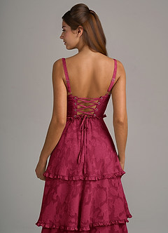 Azazie Romie Bridesmaid Dresses Burgundy A-Line Corset Floral Burnout Dress image6