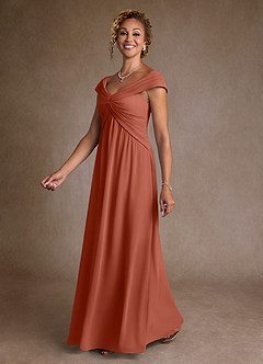 Azazie Myrtle Kleider für die Brautmutter A-Linie Plissee Chiffon Kleid Lehm image4