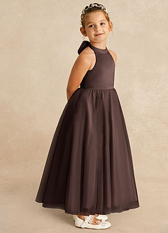 Azazie Bev Flower Girl Dresses Ganache A-Line Convertible Tulle Dress image8