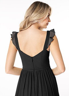 Azazie Stassie Bridesmaid Dresses Black A-Line Sweetheart Ruched Chiffon Dress image6