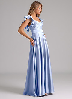 Azazie Leilani Brautjungfernkleider A-Linie Gestreift Stretch-Satin Kleid Eis image6