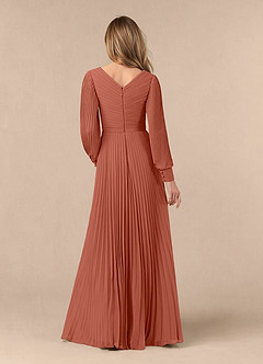 Azazie Zina Mother of the Bride Dresses Clay A-Line Pleated Chiffon Dress image4