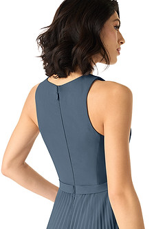 Azazie Lindie Bridesmaid Dresses Neptune A-Line Scoop Pleated Chiffon Dress image5