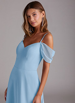 Azazie Marley Vestidos de damas de honor Vestido de Azul Pálido de Gasa de Corte en A Convertible con Vestidos sin tirantes image8